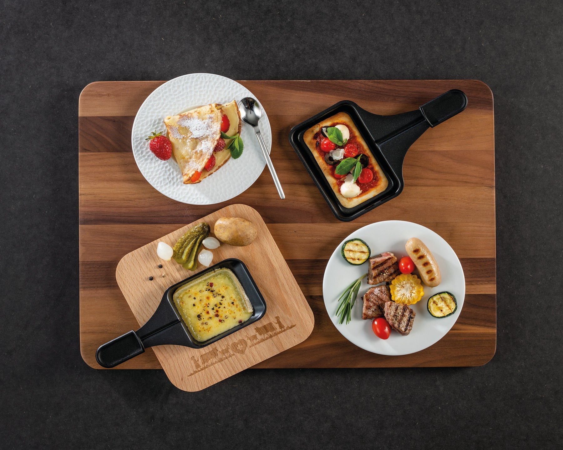 koenig-gourmet-pizza-raclette-grill-4in1-8-pf-nnchen image 3