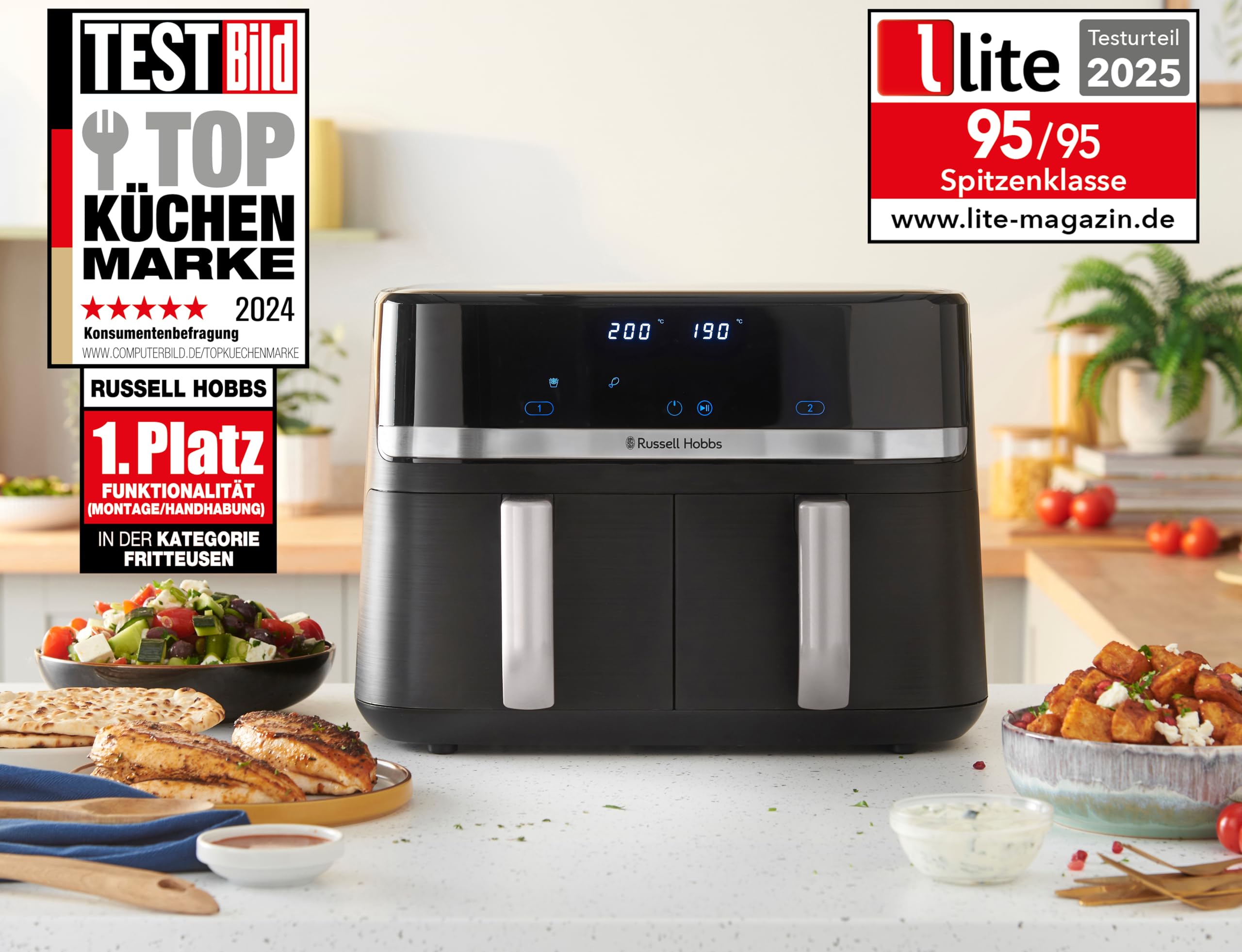 russell-hobbs-satisfry-9l-hei-luftfritteuse-doppelkammer-2800w image 2