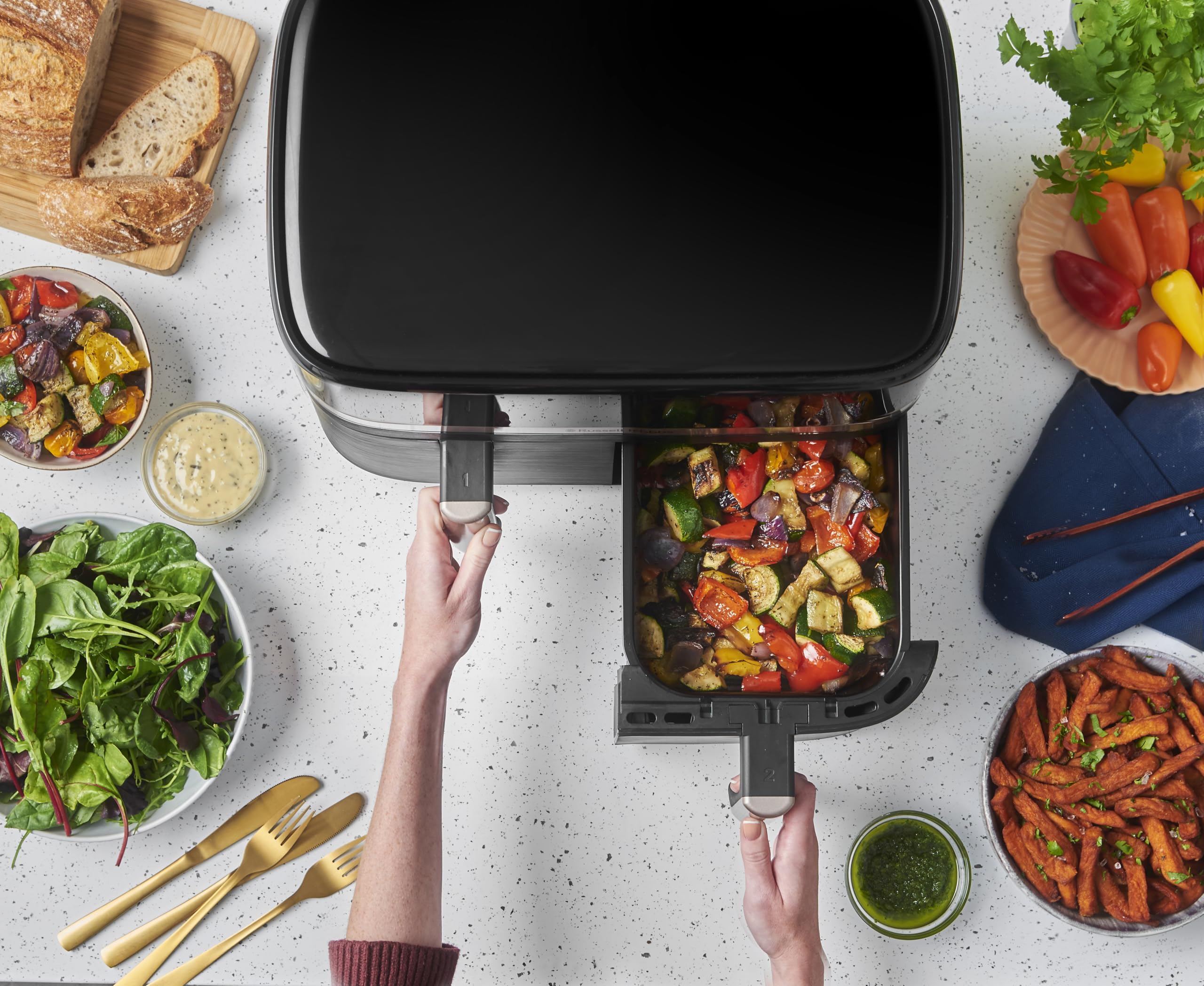 russell-hobbs-satisfry-9l-hei-luftfritteuse-doppelkammer-2800w image 7