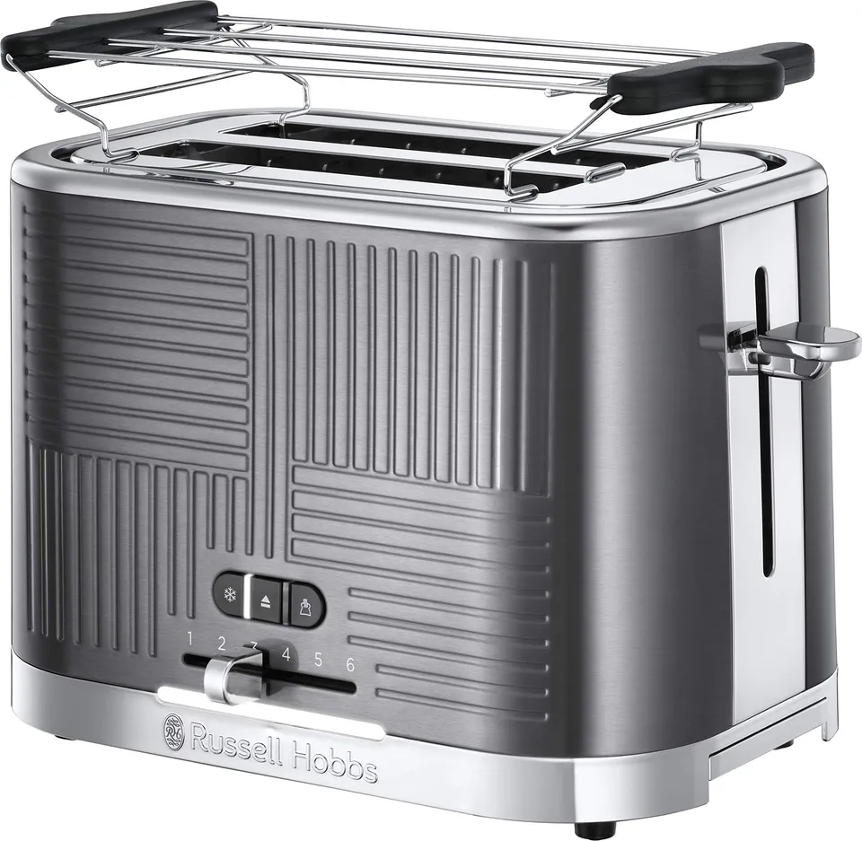 russell-hobbs-geo-steel-toaster-2-scheiben-grau-br-tchenaufsatz image 1