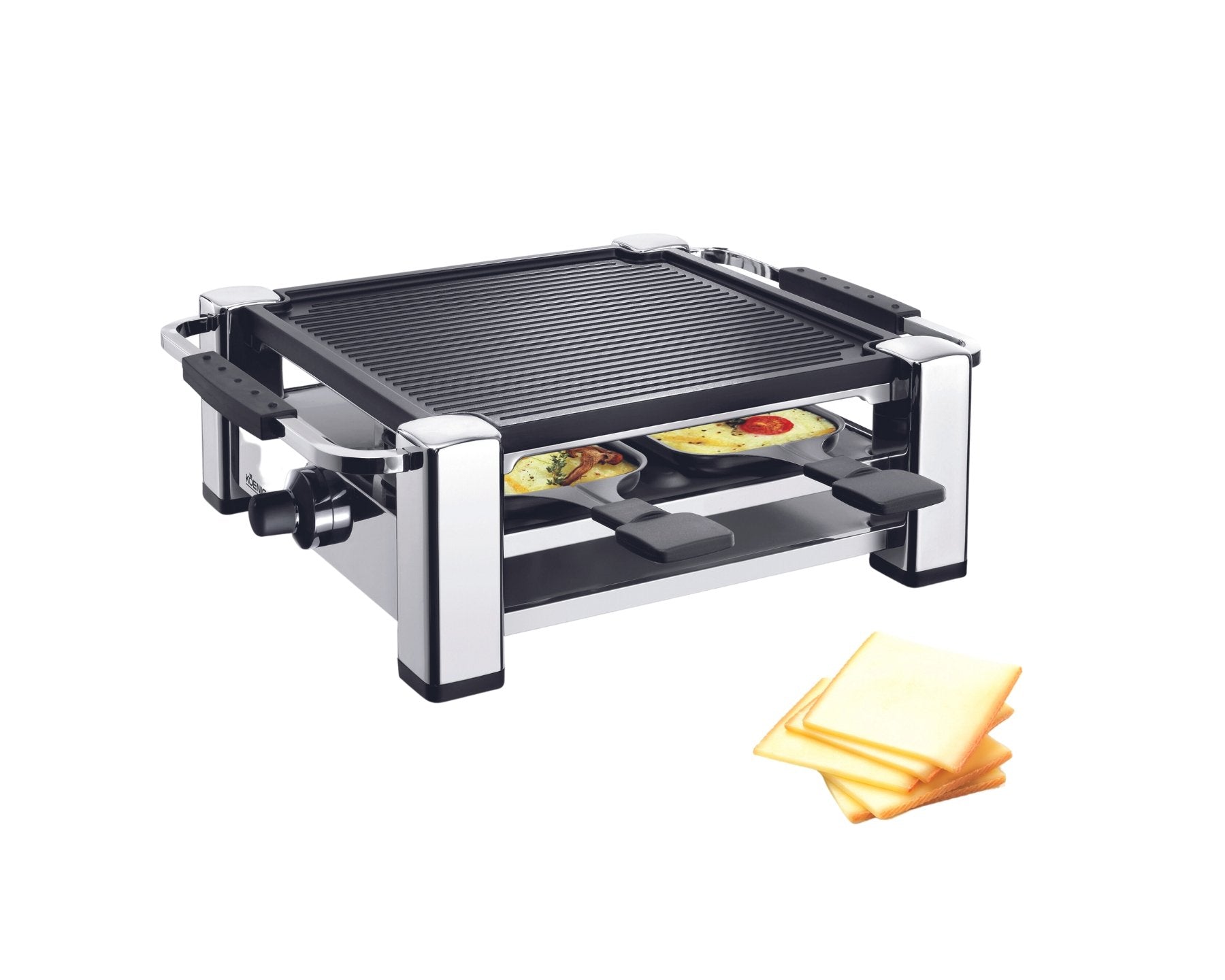 koenig-gourmet-raclette-grill-4-personen-verchromt-1000w image 1
