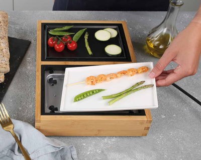 koenig-dinner-for-4-tischgrill-bambus-antihaft-4-platten image 4
