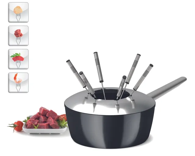 koenig-one-for-all-fondue-topf-23-cm-induktion-mit-6-gabeln image 1