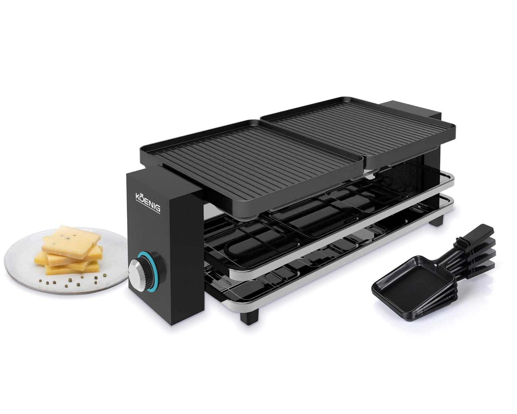 koenig-piano-noir-8-raclette-grill-8-personen-schwarz-wendbar image 1