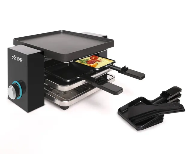 koenig-piano-noir-raclette-grill-4-personen-schwarz-wendbar image 1