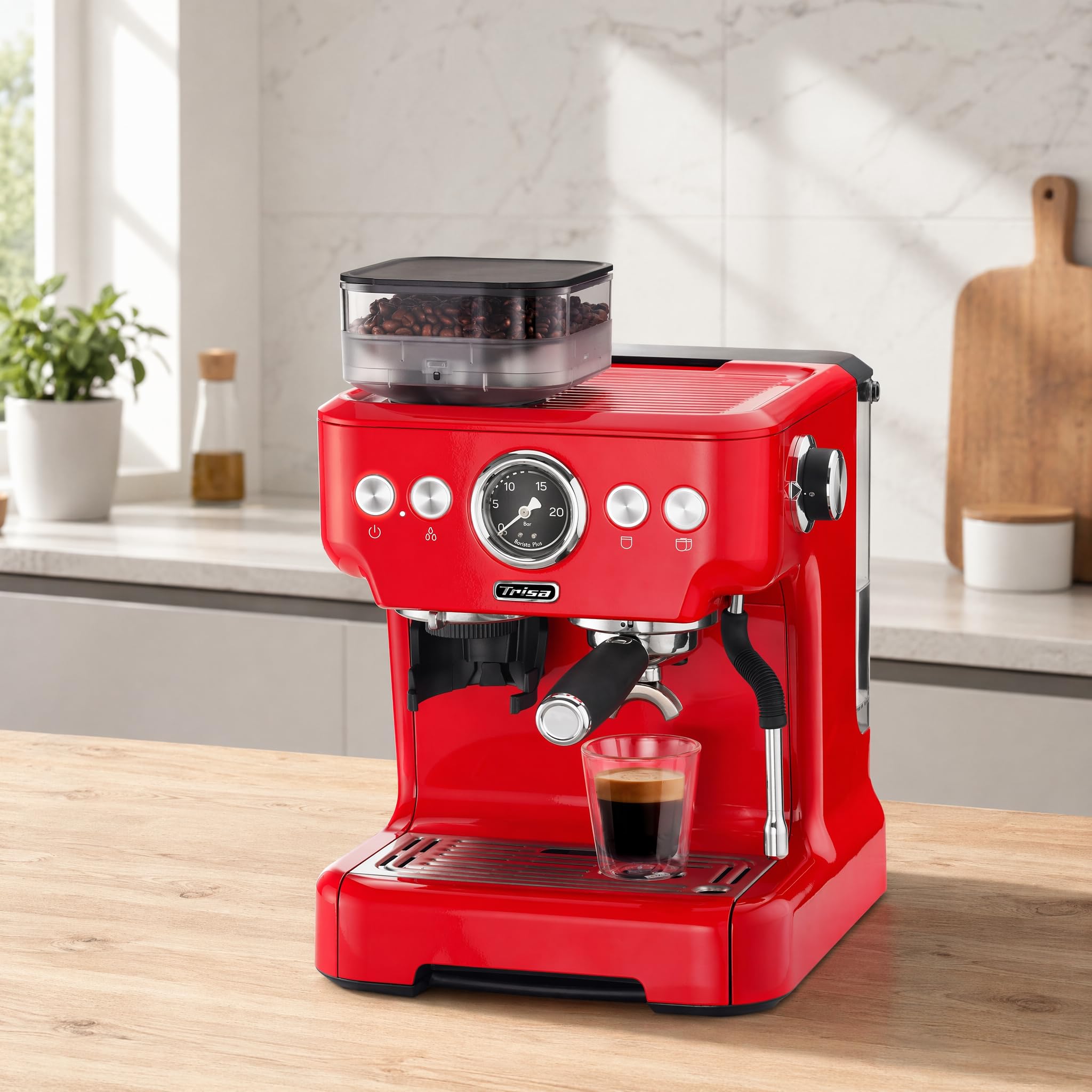 trisa-barista-plus-siebtr-germaschine-mit-mahlwerk-rot-20-bar image 2