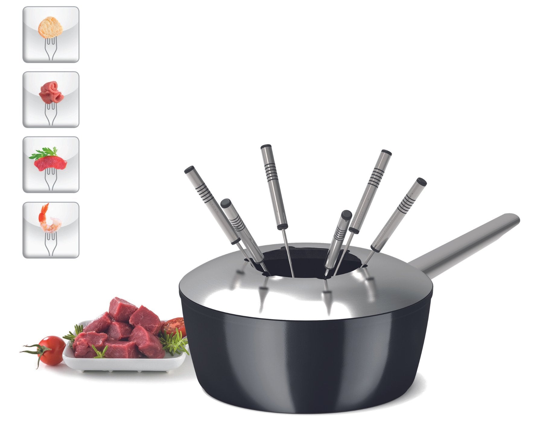 koenig-one-for-all-fondue-topf-23-cm-induktion-mit-6-gabeln image 1