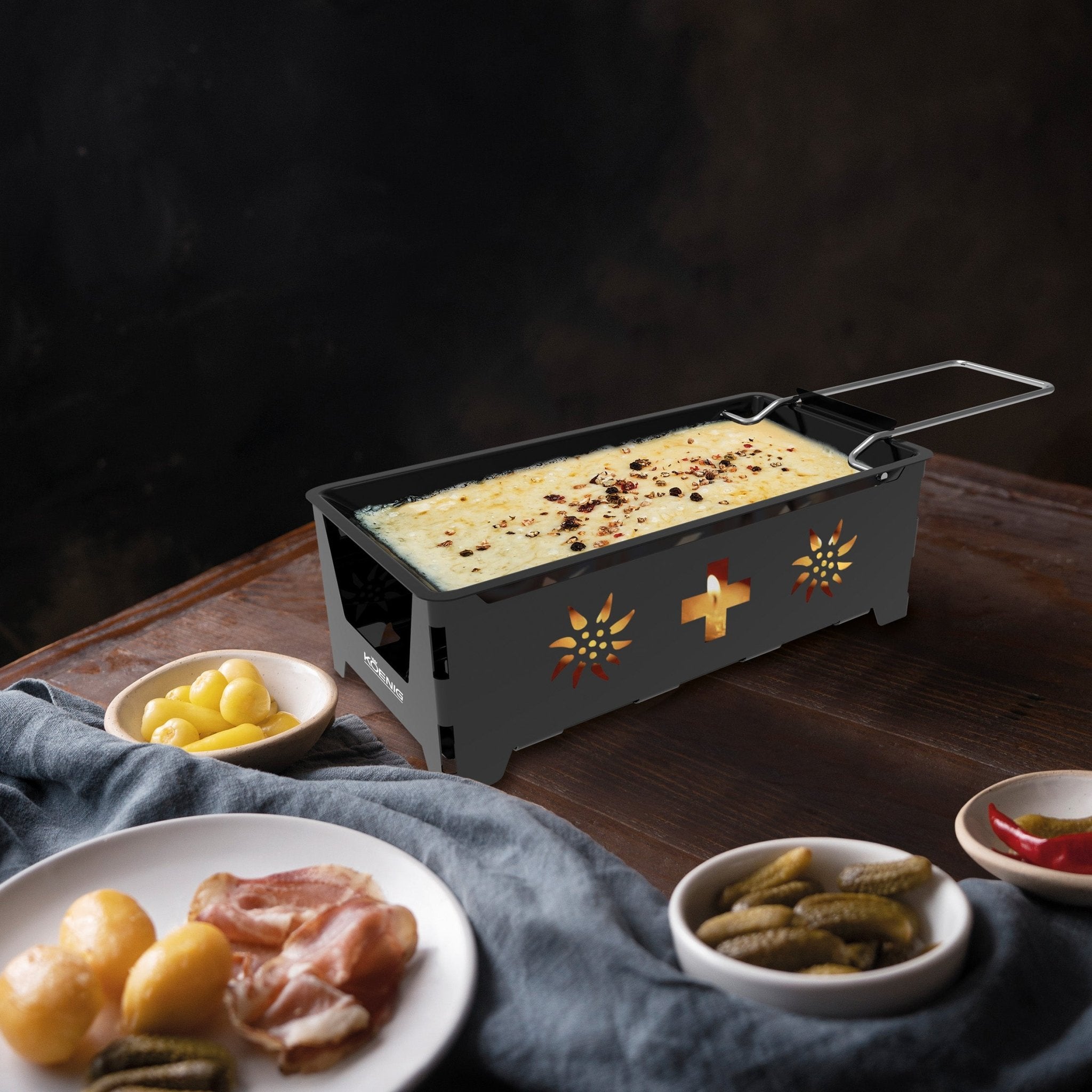koenig-4-and-more-kerzen-raclette-suisse-mit-tasche image 2