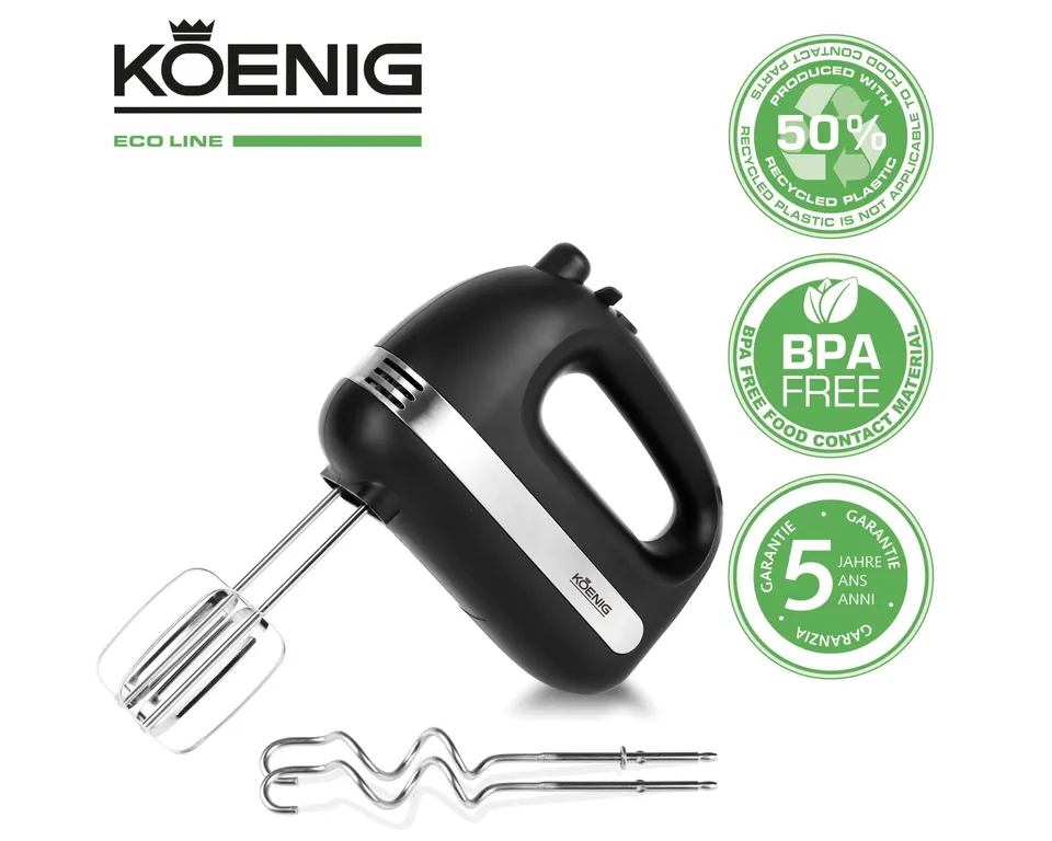 koenig-eco-line-handmixer-400-w-5-stufen-recycelt image 1