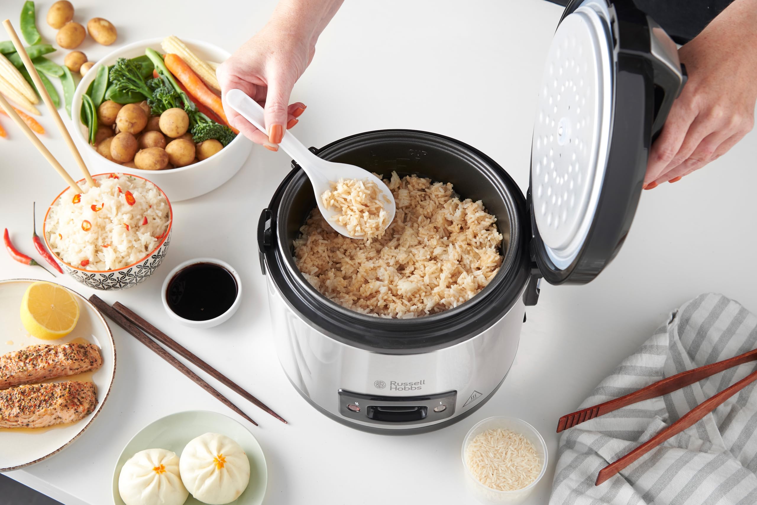 russell-hobbs-cook-home-27080-56-reiskocher-1-2l-mit-dampfgarer image 3